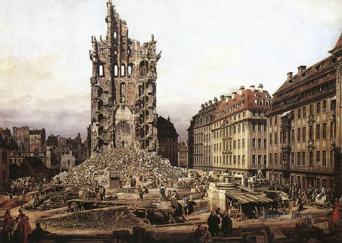 The Ruins Of The Old Kreuzkirche In Dresden urban Bernardo Bellotto Oil Paintings